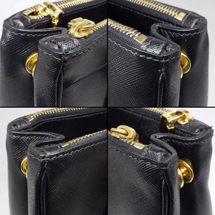 プラダ PRADA ハンドバッグ/ショルダーバッグ ガレリア スモール BN2316 ブラック サフィアーノルクスレザー ゴールド金具 【中古】