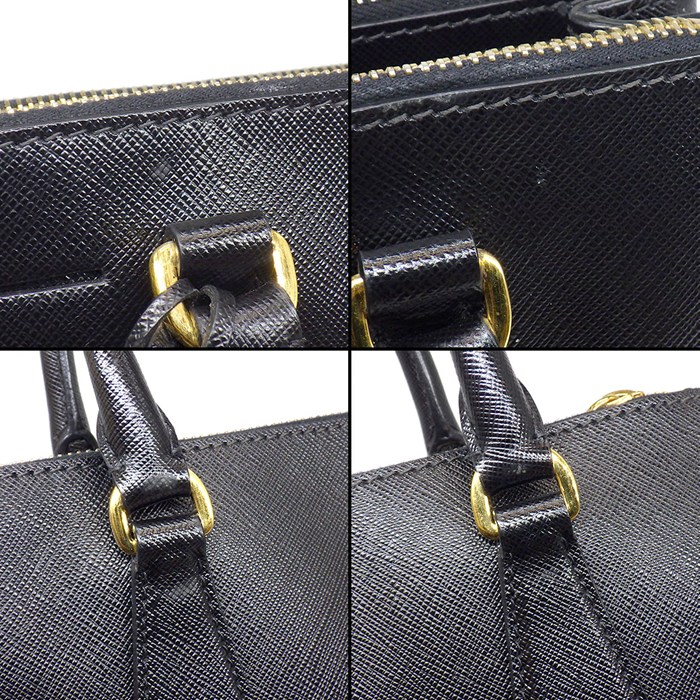 プラダ PRADA ハンドバッグ/ショルダーバッグ ガレリア スモール BN2316 ブラック サフィアーノルクスレザー ゴールド金具 【中古】