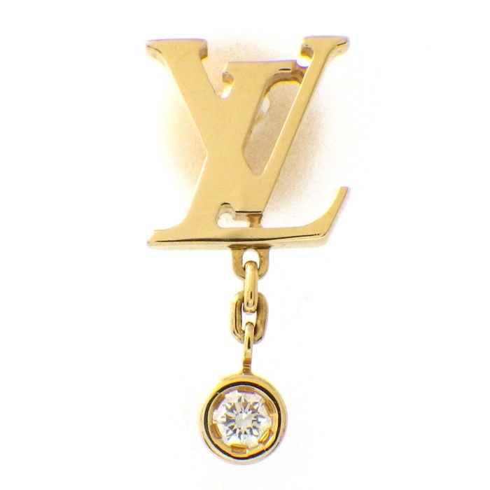 ルイ・ヴィトン LOUIS VUITTON ピアス ピュス イディール ブロッサム LV 単品 Q96495 モノグラム ロゴ モチーフ スウィング ドロップ 1ポイント ダイヤモンド 0.03ct K18YG ※片方のみ 【中古】