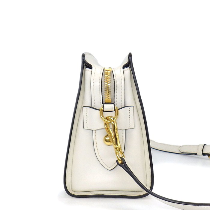 プラダ PRADA ショルダーバッグ バンドリエラ スクエア クロスボディバッグ 1BH104 ホワイト サフィアーノレザー ゴールド金具 【中古】