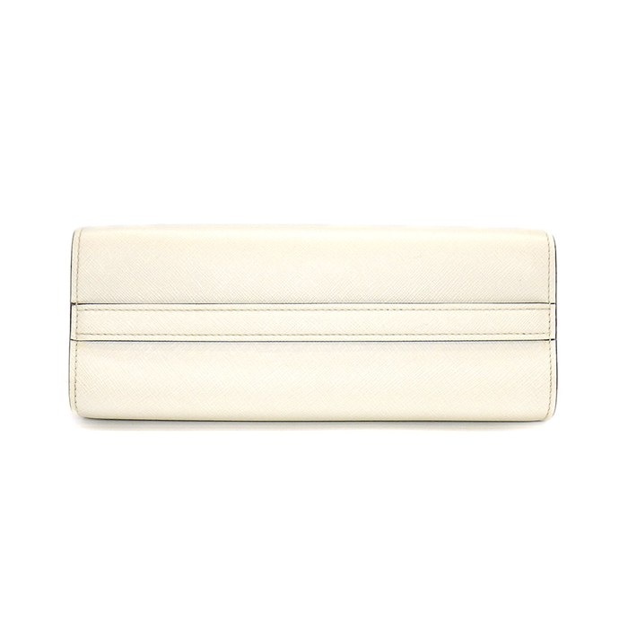 プラダ PRADA ショルダーバッグ バンドリエラ スクエア クロスボディバッグ 1BH104 ホワイト サフィアーノレザー ゴールド金具 【中古】
