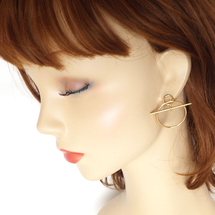 エルメス HERMES ピアス ループ PM シェーヌ ダンクル トグル K18PG 【中古】