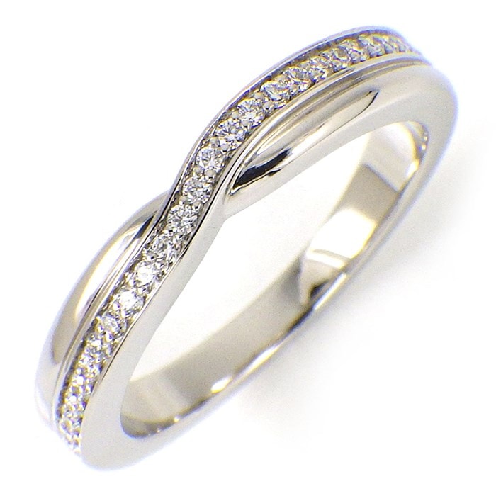 ハリーウィンストン HARRY WINSTON リング トリスト シングル ワンロウ バンド WBDPRD1RTST ハーフ エタニティ サークル パヴェ 27ポイント ダイヤモンド 約0.11ct PT950 10号 【中古】