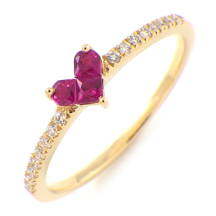 スタージュエリー STAR JEWELRY リング ミステリアス ハート 1ZR1229 3ポイント スクエアカット ルビー 計0.15ct ハーフサークル ダイヤモンド 計0.08ct K18YG 13号 【中古】