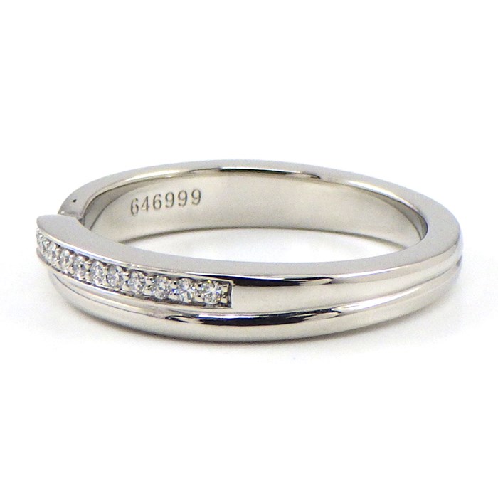ハリーウィンストン HARRY WINSTON リング トリスト シングル ワンロウ バンド WBDPRD1RTST ハーフ エタニティ サークル パヴェ 27ポイント ダイヤモンド 約0.11ct PT950 10号 【中古】