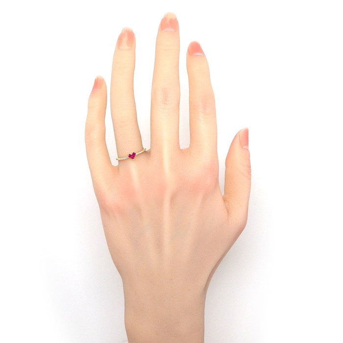 スタージュエリー STAR JEWELRY リング ミステリアス ハート 1ZR1229 3ポイント スクエアカット ルビー 計0.15ct ハーフサークル ダイヤモンド 計0.08ct K18YG 13号 【中古】