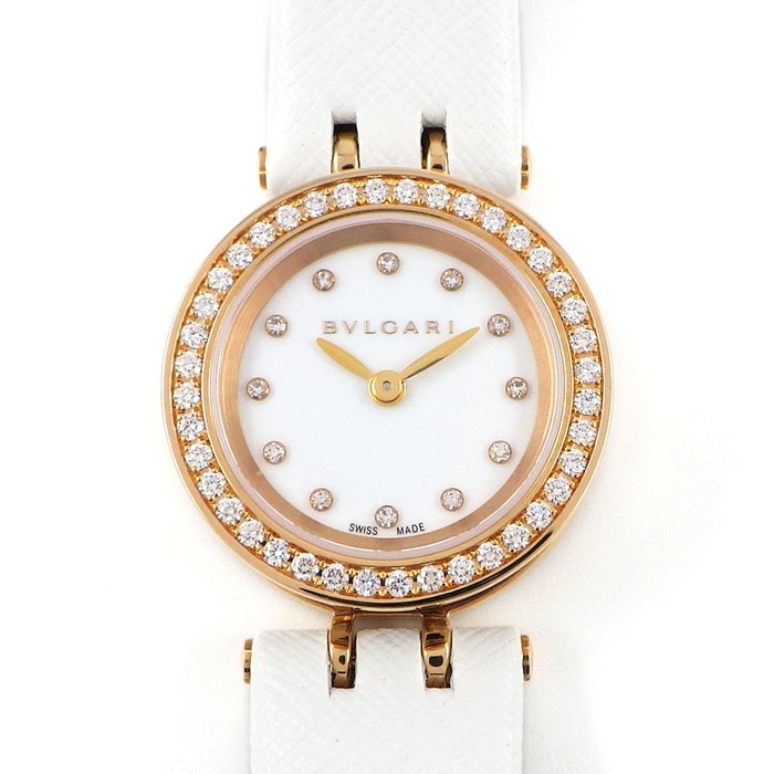 ブルガリ BVLGARI 腕時計 B-zero1 ビーゼロワン BZ23WSGDL/12/BZP23SG ダイヤベゼル 12ポイント ダイヤインデックス ホワイト文字盤 白 SS K18PG ホワイト レザーベルト クオーツアナログ 【中古】