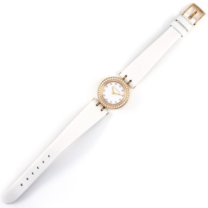 ブルガリ BVLGARI 腕時計 B-zero1 ビーゼロワン BZ23WSGDL/12/BZP23SG ダイヤベゼル 12ポイント ダイヤインデックス ホワイト文字盤 白 SS K18PG ホワイト レザーベルト クオーツアナログ 【中古】