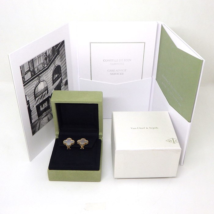 ヴァンクリーフ&アーペル Van Cleef & Arpels ピアス ヴィンテージ アルハンブラ VCARA44100 ホワイト シェル K18YG 【箱・保付き】 【中古】