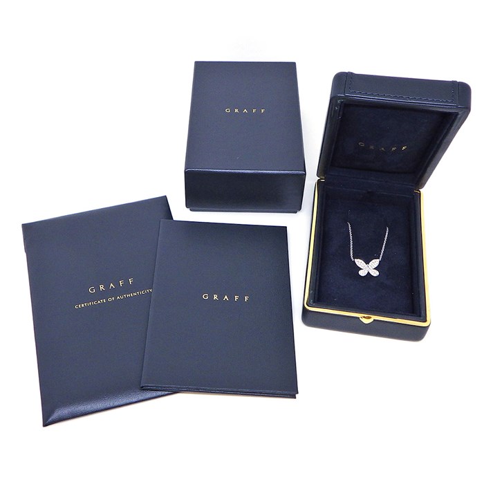 グラフ Graff GRAFF ネックレス パヴェ バタフライ ミニ RGP550 1ポイント マーキスカット ダイヤモンド 48ポイント ラウンドカット ダイヤモンド 計0.55ct K18WG 【箱・保付き】 【中古】