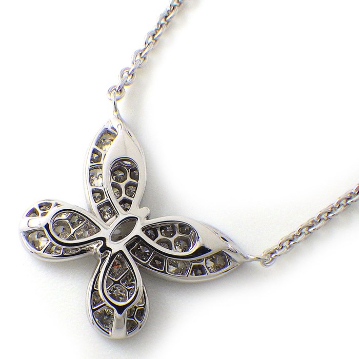 グラフ Graff GRAFF ネックレス パヴェ バタフライ ミニ RGP550 1ポイント マーキスカット ダイヤモンド 48ポイント ラウンドカット ダイヤモンド 計0.55ct K18WG 【箱・保付き】 【中古】