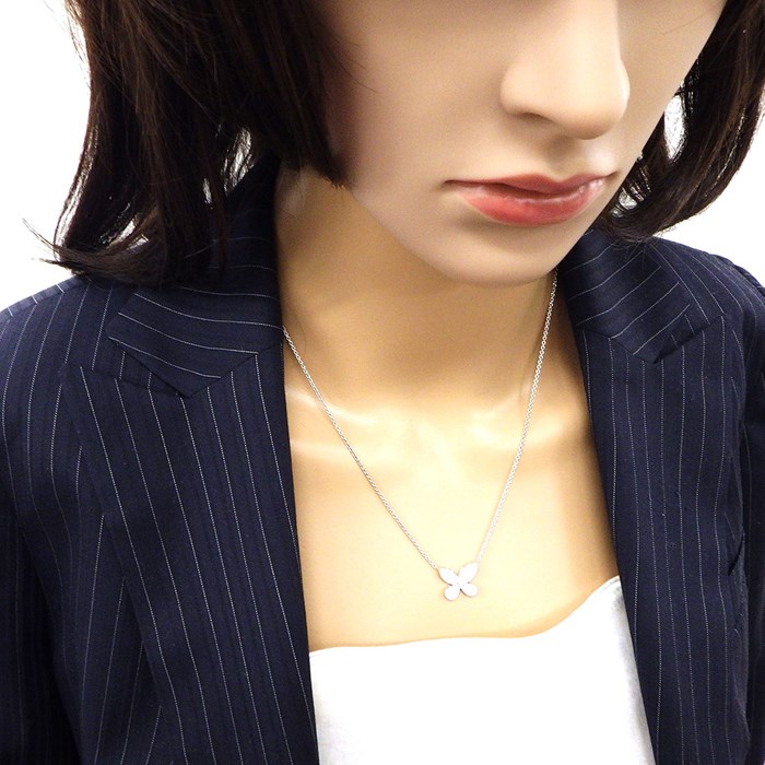 グラフ Graff GRAFF ネックレス パヴェ バタフライ ミニ RGP550 1ポイント マーキスカット ダイヤモンド 48ポイント ラウンドカット ダイヤモンド 計0.55ct K18WG 【箱・保付き】 【中古】