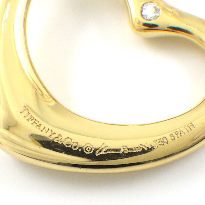 ティファニー Tiffany & Co. ネックレス オープン ハート 22mm幅 2ポイント ダイヤモンド K18YG 【中古】