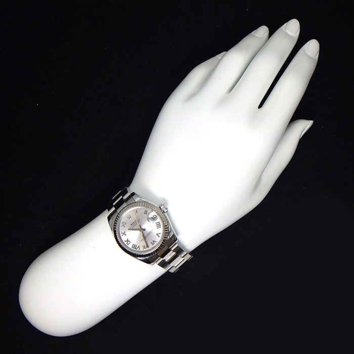 ロレックス Rolex 腕時計 デイトジャスト 178274 G番 2010年製 ルーレット刻印 ローマンインデックス シルバー文字盤 フルーテッドベゼル オイスターブレス K18WG SS 自動巻き 【中古】