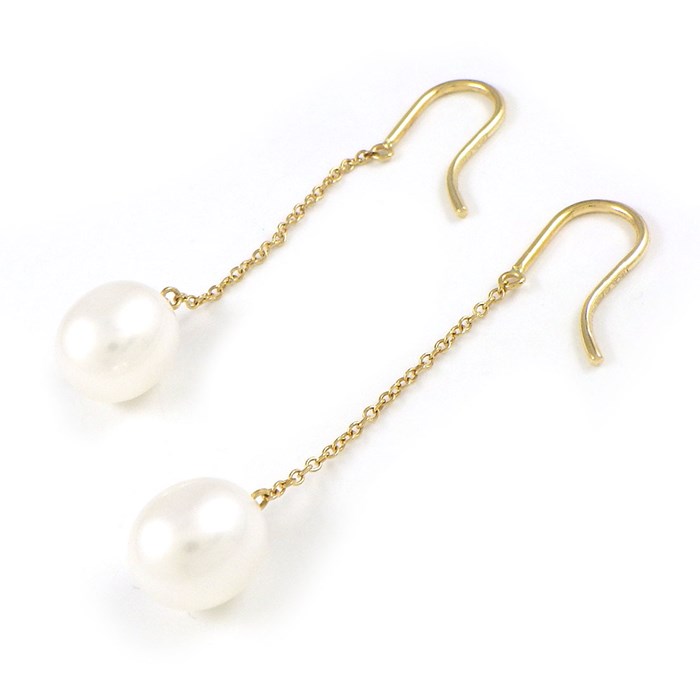ティファニー Tiffany & Co. フックピアス バイ ザ ヤード チェーン 60926905 スウィング ドロップ パール K18YG 【中古】