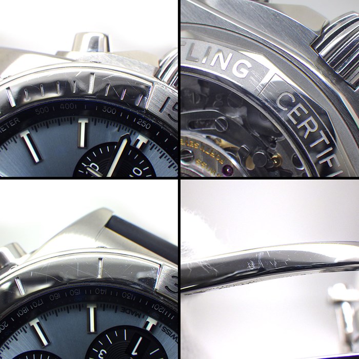 ブライトリング Breitling 腕時計 クロノマット B01 42 PB0134 アイスブルーサンレイ文字盤 カレンダー クロノグラフ スモールセコンド 裏スケ 逆回転防止ベゼル タキメーター SS プラチナ ブラック ラバーベルト 黒 自動巻き 【中古】