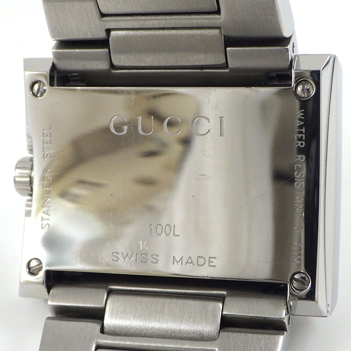 グッチ GUCCI 腕時計 Gレクタングル 100L サンレイ シルバー文字盤 SS クオーツアナログ 【中古】