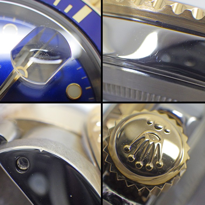 ロレックス Rolex 腕時計 サブマリーナー デイト 16613 P番 2000年製 デイト 夜光インデックス 夜光針 回転ベゼル サンレイ ブルー文字盤 K18YG SS 自動巻き 【OH済み】 【箱・保付き】 【中古】