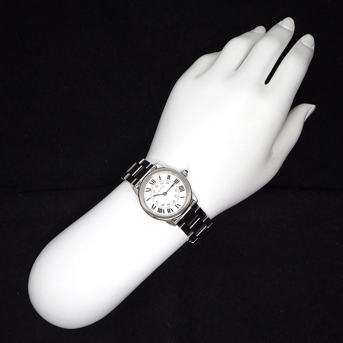 カルティエ Cartier 腕時計 ロンドソロ SM W6701004 シルバー文字盤 ローマンインデックス SS クオーツアナログ 【中古】