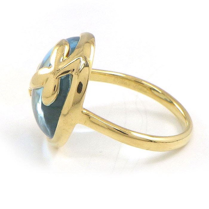 ティファニー Tiffany & Co. リング オリーブ リーフ オーバル カボションカット ブルー トパーズ K18YG 6.5号 【中古】