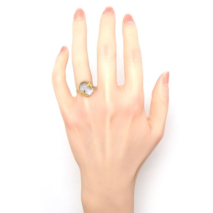 ティファニー Tiffany & Co. リング オリーブ リーフ オーバル カボションカット ブルー トパーズ K18YG 6.5号 【中古】