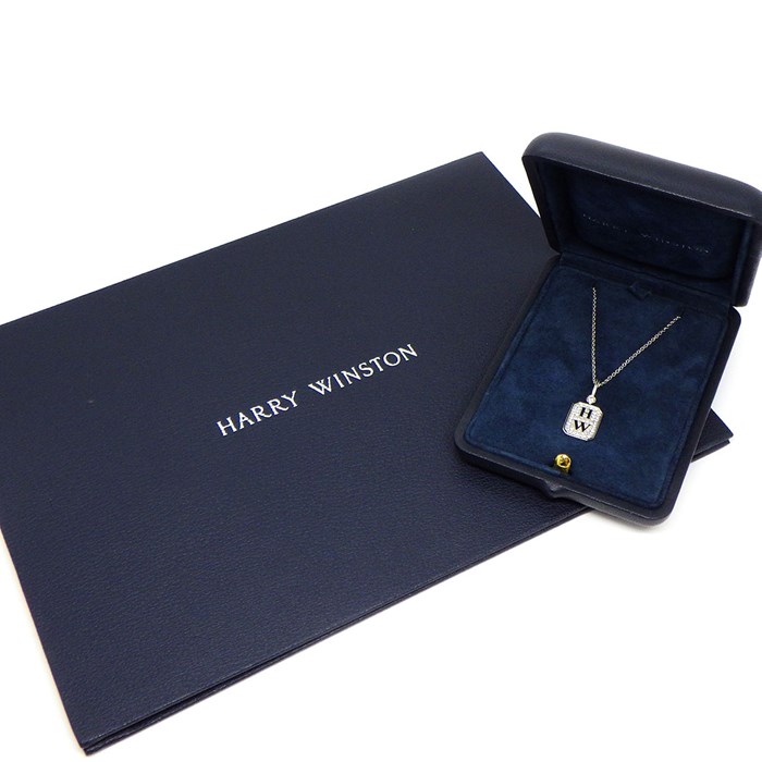 【ハリーウィンストン HARRY WINSTON】ネックレス HWロゴ チャーム CMDPRDPALOG 49ポイント パヴェ ダイヤモンド 計 約0.29ct PT950 