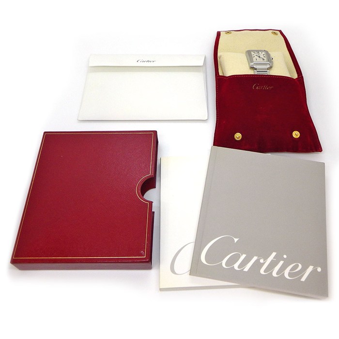 カルティエ Cartier 腕時計 タンクフランセーズ クロノリフレックス W51024Q3 レクタンギュラー ホワイト文字盤 ローマンインデックス デイト クロノグラフ スモールセコンド SS クオーツアナログ 【中古】