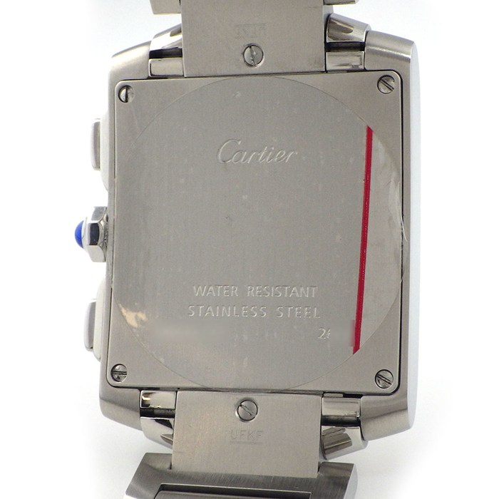 カルティエ Cartier 腕時計 タンクフランセーズ クロノリフレックス W51024Q3 レクタンギュラー ホワイト文字盤 ローマンインデックス デイト クロノグラフ スモールセコンド SS クオーツアナログ 【中古】