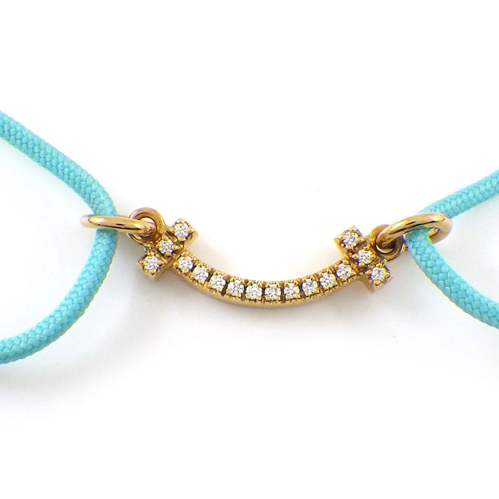 ティファニー Tiffany & Co. ブレスレット T スマイル ミニ マイクロ チャリティ 75081421 REPREVE Our Ocean ダイヤモンド 計0.04ct K18YG ティファニーブルー コード 【中古】