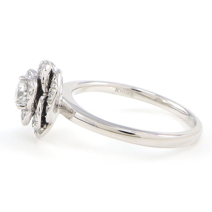 【ダイヤモンド】 リング バラモチーフ パヴェ ダイヤモンド 計0.42ct K18WG 10号 【中古】