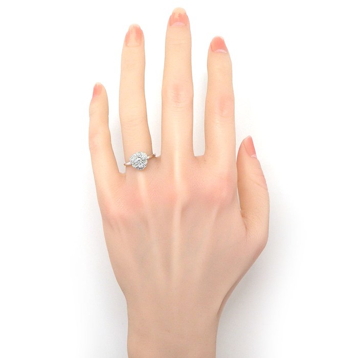 【ダイヤモンド】 リング バラモチーフ パヴェ ダイヤモンド 計0.42ct K18WG 10号 【中古】