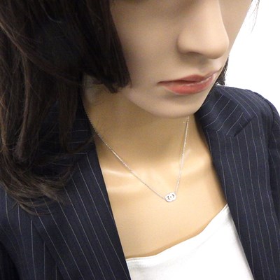ピアジェ PIAGET ネックレス フラットポセション ロゴ ラウンド サークル ダイヤモンド K18WG 【中古】