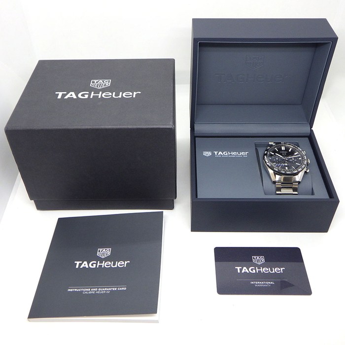 タグ・ホイヤー TAG Heuer 腕時計 カレラ キャリバーホイヤー02 スポーツクロノ CBN2A1B.BA0643 ブラック文字盤 デイト クロノグラフ 夜光針・インデックス スモールセコンド 裏スケ SS 自動巻き 【箱・保付き】 【中古】