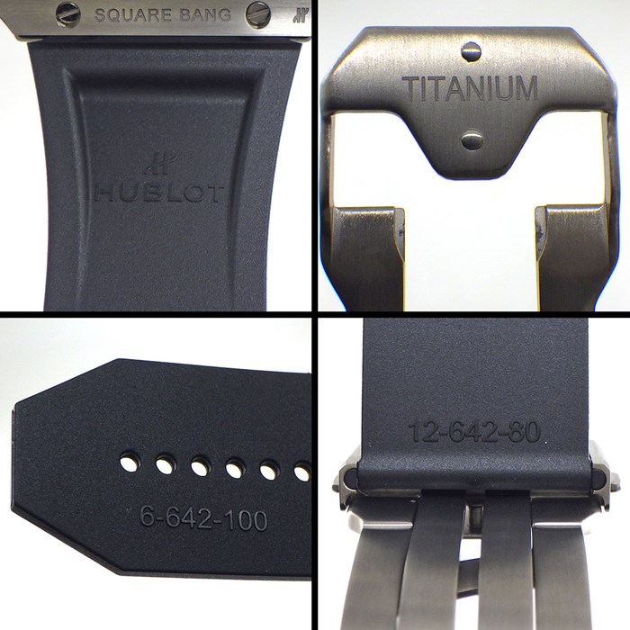ウブロ Hublot 腕時計 スクエア・バン ウニコ 42mm 821.NM.0170.RX デイト クロノグラフ スモールセコンド 裏スケ スケルトン文字盤 チタン セラミック メッシュ ラバーベルト 自動巻き 【箱・保付き】 【中古】