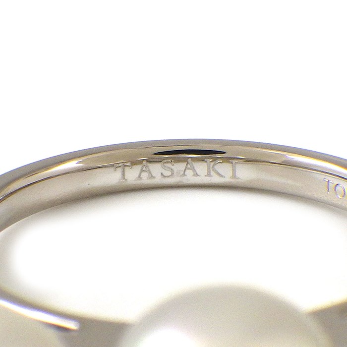 タサキ 田崎真珠 TASAKI リング バランス エラ R-4418-18KWG 3ポイント パール 8.0mm珠 K18WG 12号 【中古】