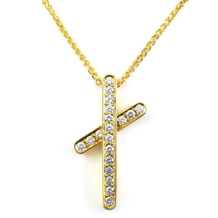 ピアジェ PIAGET】ネックレス クロスモチーフ ダイヤモンド K18YG 