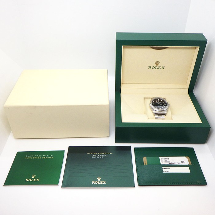 ロレックス Rolex 腕時計 エクスプローラー1 214270 ルーレット刻印 ブラック文字盤 夜光インデックス 夜光針 SS 自動巻き 【箱・保付き】 【中古】