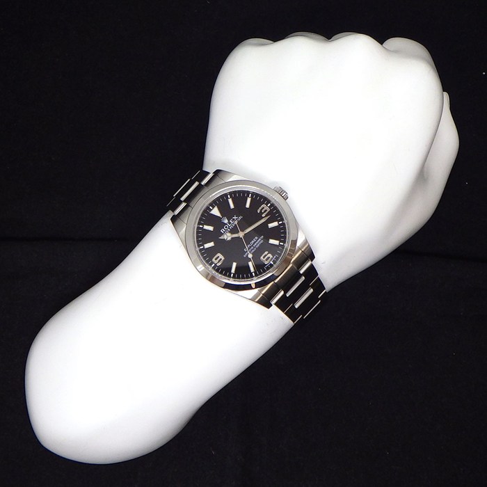 ロレックス Rolex 腕時計 エクスプローラー1 214270 ルーレット刻印 ブラック文字盤 夜光インデックス 夜光針 SS 自動巻き 【箱・保付き】 【中古】
