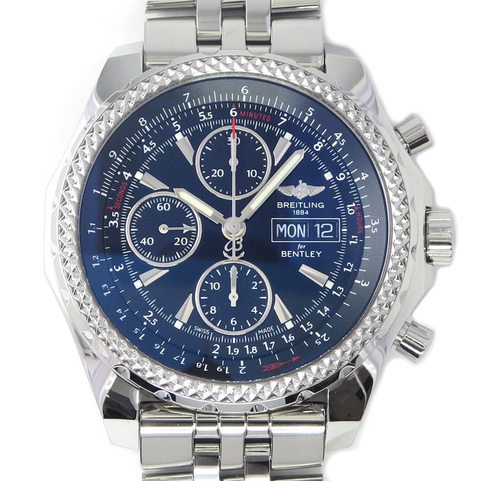 ブライトリング Breitling 腕時計 ベントレーGT A13362/BB57 コラボモデル 日本限定 ブラック 文字盤 黒 クロノグラフ タキメーター 夜光インデックス スモールセコンド デイデイト 夜光針 回転ベゼル SS 自動巻き 【箱・保付き】 【中古】箱・保付き】 【中古】