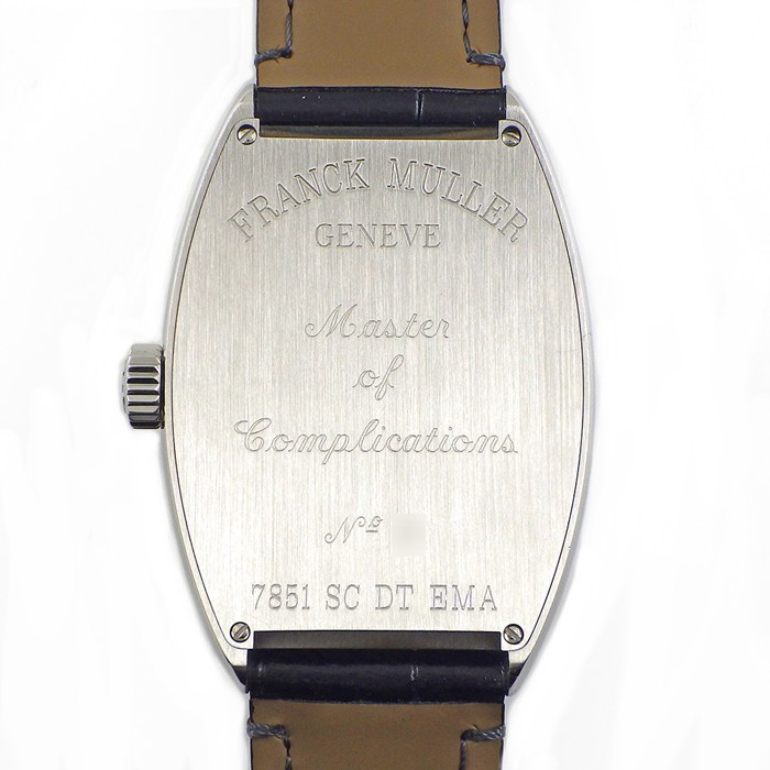 フランクミュラー FRANCK MULLER 腕時計 トノーカーベックス 7851SC DT EMA ギョーシェ シルバー文字盤 デイト SS 革 自動巻き