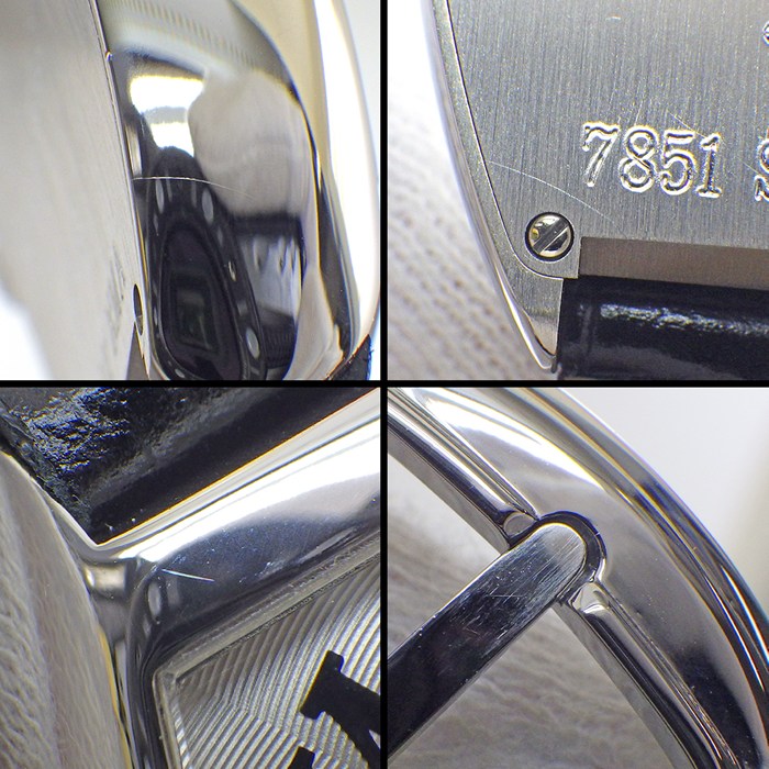 フランクミュラー FRANCK MULLER 腕時計 トノーカーベックス 7851SC DT EMA ギョーシェ シルバー文字盤 デイト SS 革 自動巻き