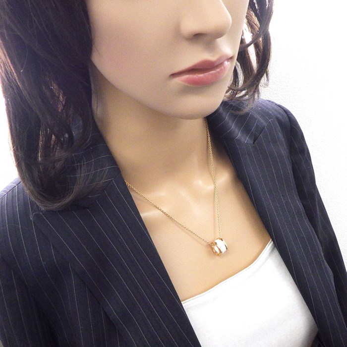 ブルガリ BVLGARI ネックレス B-zero1 ビーゼロワン 346082 ロゴ K18PG ホワイト セラミック 【箱・保付き】 【中古】