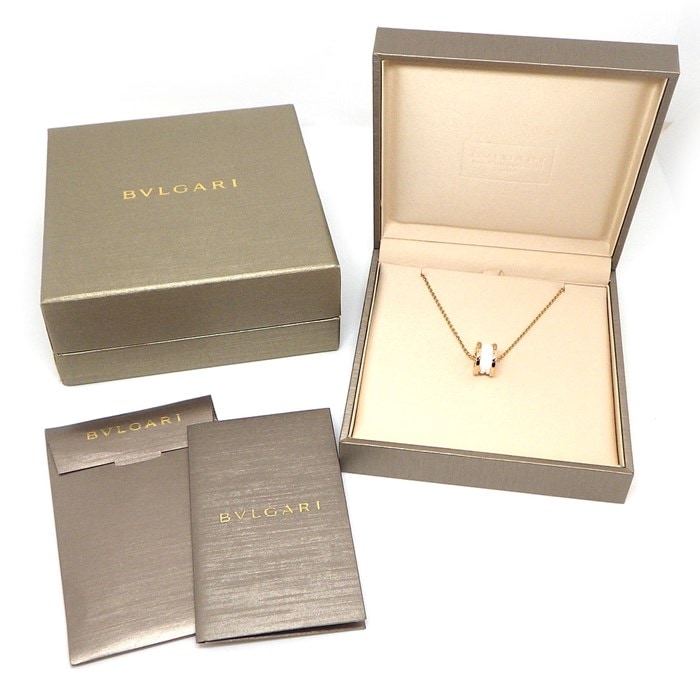 ブルガリ BVLGARI ネックレス B-zero1 ビーゼロワン 346082 ロゴ K18PG ホワイト セラミック 【箱・保付き】 【中古】