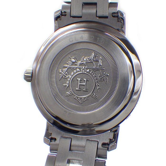 エルメス HERMES 腕時計 クリッパー CL4.210 ブラック文字盤 デイト SS クオーツアナログ 【中古】
