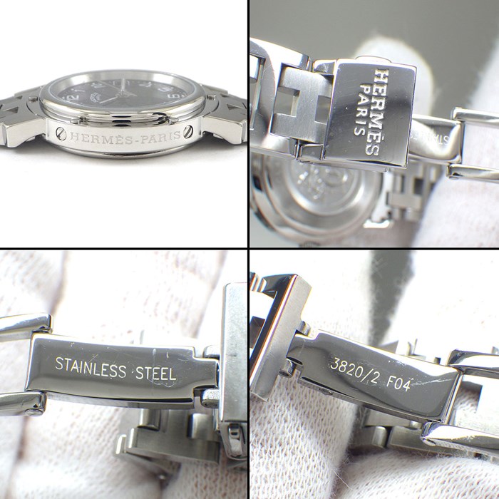 エルメス HERMES 腕時計 クリッパー CL4.210 ブラック文字盤 デイト SS クオーツアナログ 【中古】