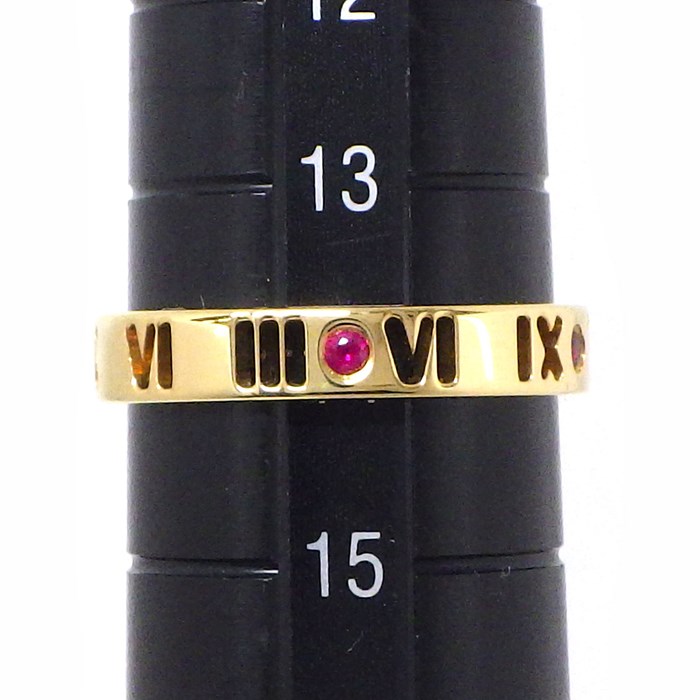ティファニー Tiffany & Co. リング アトラス ピアスド ナロー 4ポイント ルビー K18YG 14号 【中古】