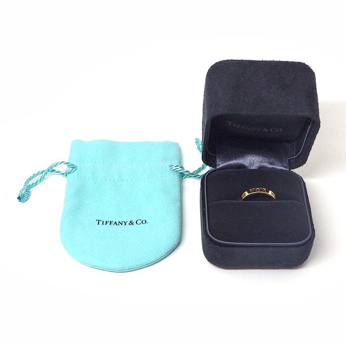 ティファニー Tiffany & Co. リング アトラス ピアスド ナロー 4ポイント ルビー K18YG 14号 【中古】