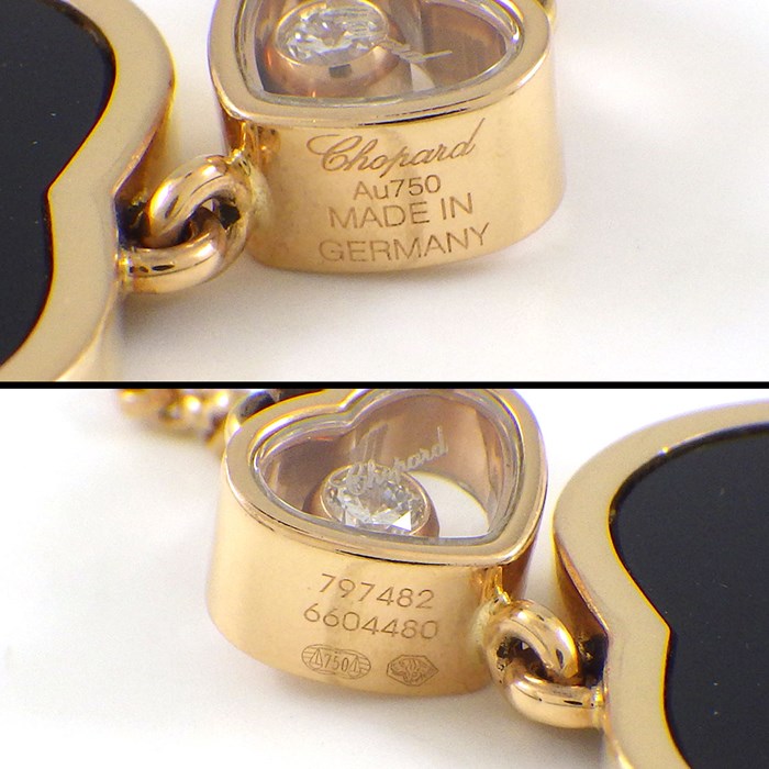 ショパール Chopard ネックレス ハッピーハート 797482-5201 ムービング 1ポイント ダイヤモンド 0.05ct オニキス K18PG 【中古】