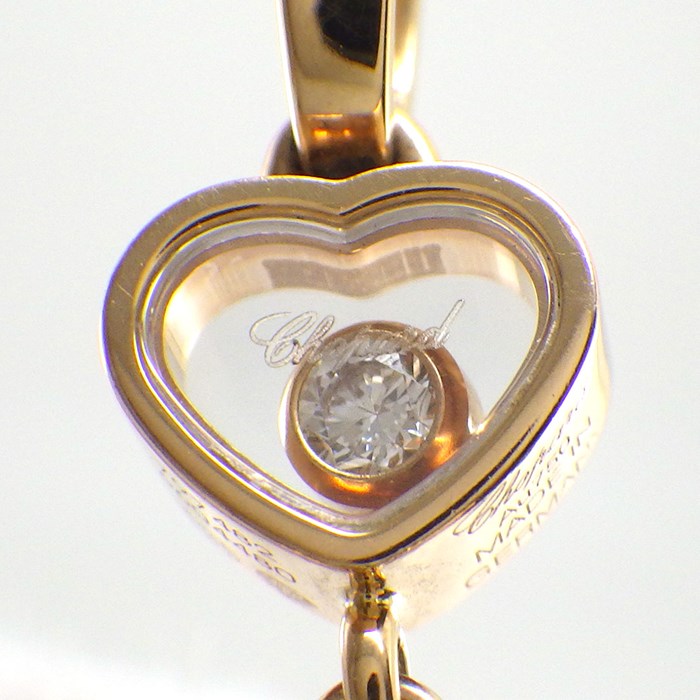 ショパール Chopard ネックレス ハッピーハート 797482-5201 ムービング 1ポイント ダイヤモンド 0.05ct オニキス K18PG 【中古】