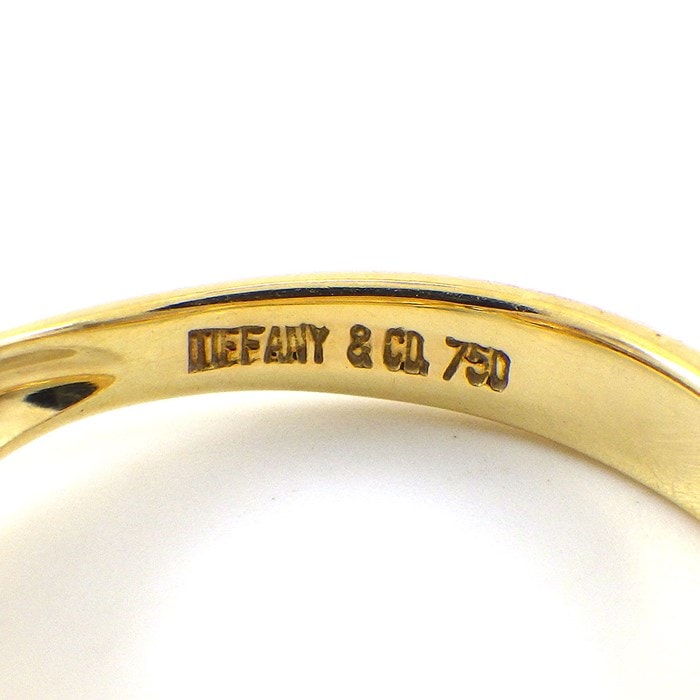 ティファニー Tiffany & Co. リング ダブル ティア ドロップ ベゼル セッティング 1ポイント ダイヤモンド K18YG 9号 【中古】